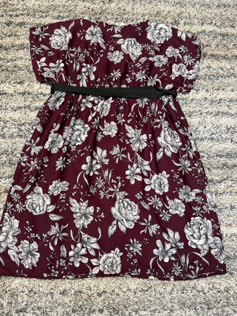 Motherhood Maternity Burgundy Floral Dress with Black Accents - Picture 7 of 9